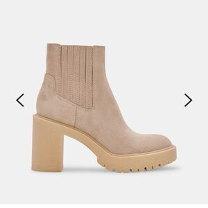 Dolce Vita Women's Caster Block Heel Booties Dune Suede Size 9